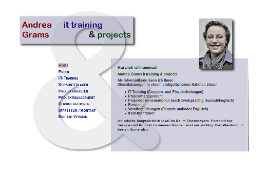 Screenshot Webseite Andrea Grams - offline